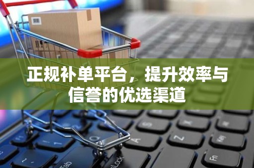正规补单平台，提升效率与信誉的优选渠道