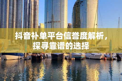 抖音补单平台信誉度解析，探寻靠谱的选择