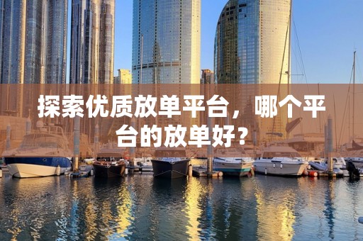 探索优质放单平台，哪个平台的放单好？