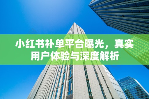 小红书补单平台曝光，真实用户体验与深度解析