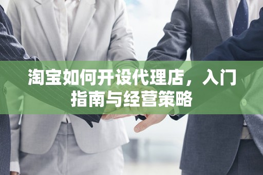 淘宝如何开设代理店，入门指南与经营策略