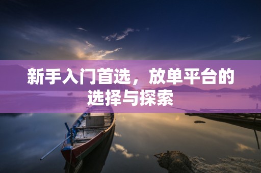 新手入门首选，放单平台的选择与探索