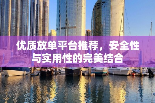 优质放单平台推荐，安全性与实用性的完美结合