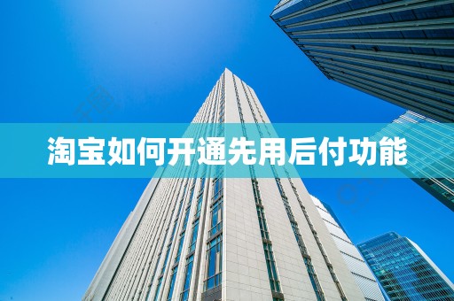 淘宝如何开通先用后付功能