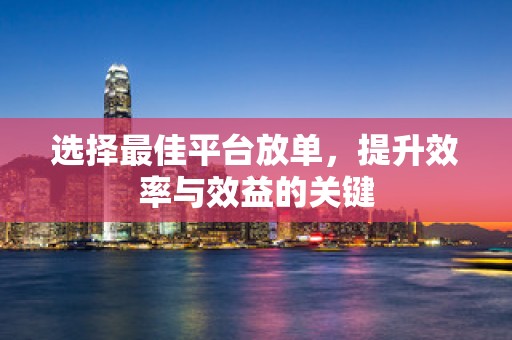 选择最佳平台放单，提升效率与效益的关键