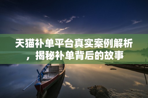 天猫补单平台真实案例解析，揭秘补单背后的故事