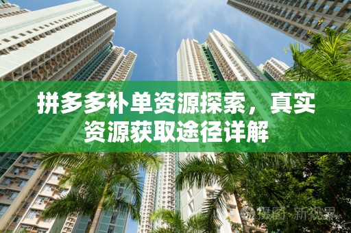 拼多多补单资源探索，真实资源获取途径详解