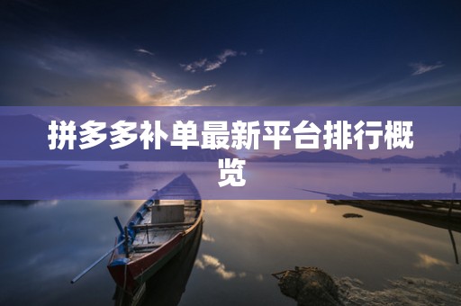 拼多多补单最新平台排行概览