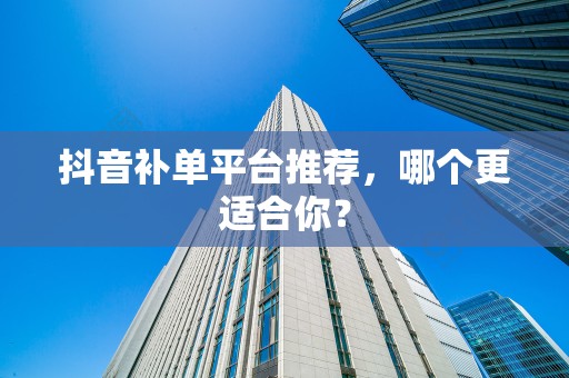 抖音补单平台推荐，哪个更适合你？