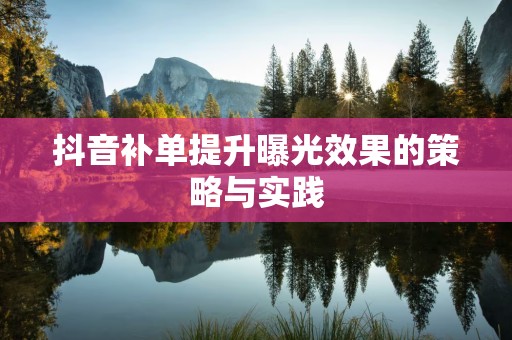 抖音补单提升曝光效果的策略与实践