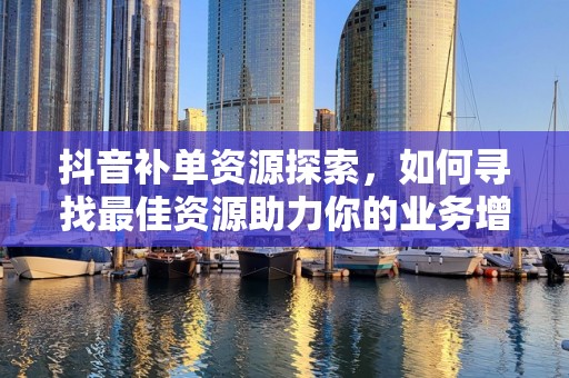 抖音补单资源探索，如何寻找最佳资源助力你的业务增长