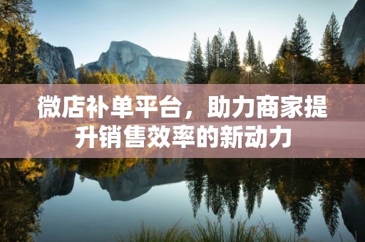 微店补单平台，助力商家提升销售效率的新动力