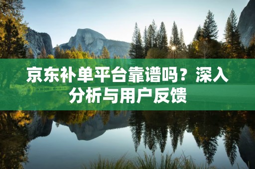 京东补单平台靠谱吗？深入分析与用户反馈