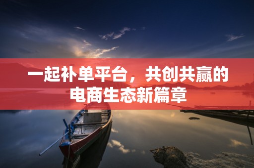 一起补单平台，共创共赢的电商生态新篇章