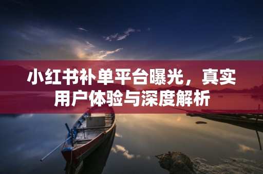 小红书补单平台曝光，真实用户体验与深度解析