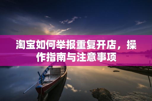 淘宝如何举报重复开店，操作指南与注意事项