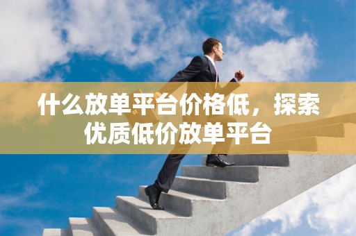 什么放单平台价格低，探索优质低价放单平台