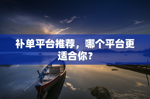 补单平台推荐，哪个平台更适合你？