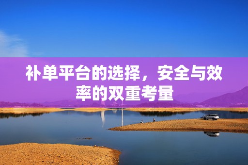 补单平台的选择，安全与效率的双重考量