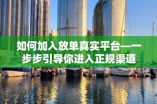 如何加入放单真实平台—一步步引导你进入正规渠道