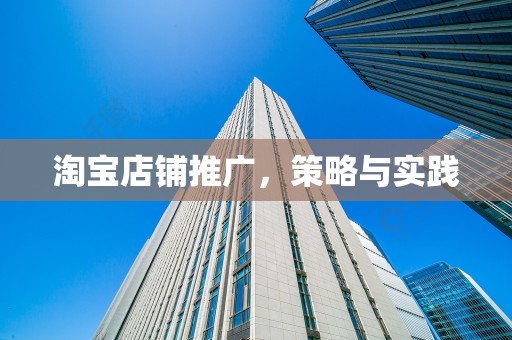淘宝店铺推广，策略与实践