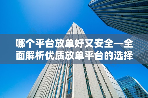 哪个平台放单好又安全—全面解析优质放单平台的选择