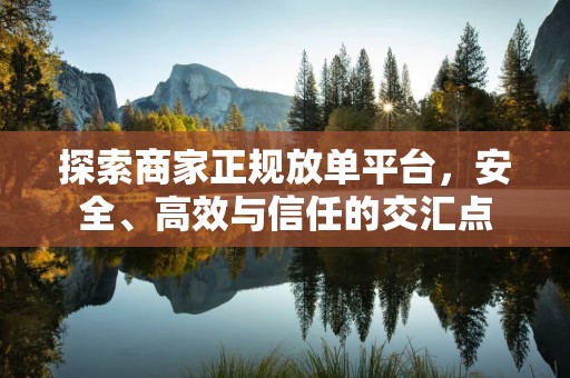 探索商家正规放单平台，安全、高效与信任的交汇点