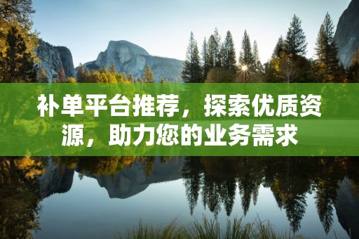 补单平台推荐，探索优质资源，助力您的业务需求