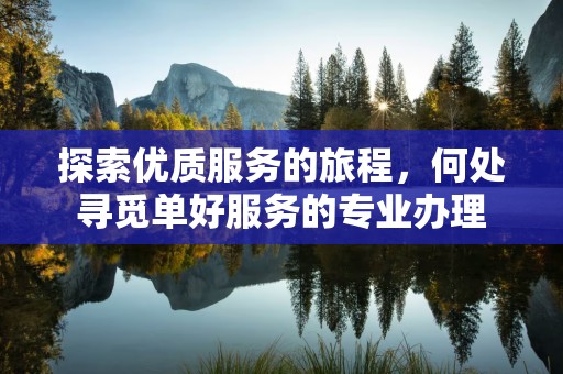 探索优质服务的旅程，何处寻觅单好服务的专业办理
