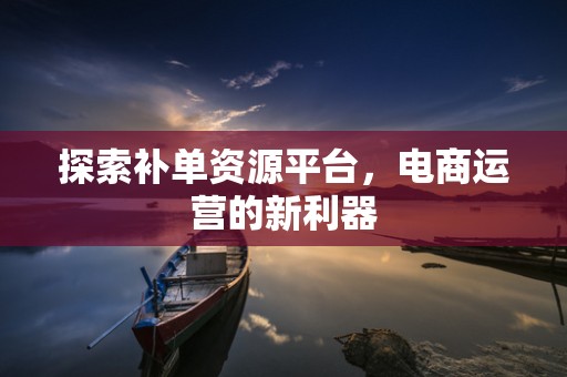 探索补单资源平台，电商运营的新利器