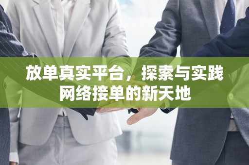 放单真实平台，探索与实践网络接单的新天地