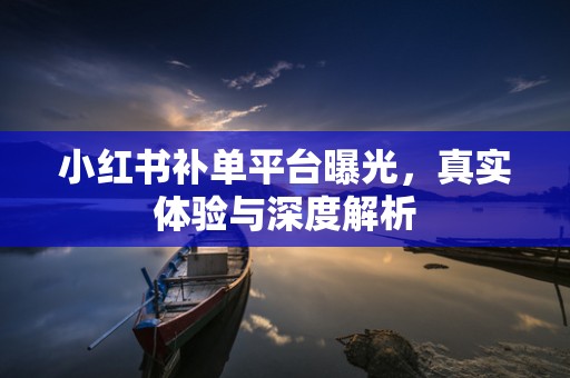 小红书补单平台曝光，真实体验与深度解析
