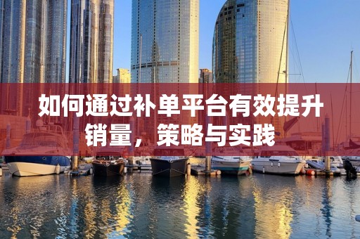 如何通过补单平台有效提升销量，策略与实践