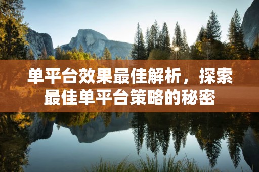 单平台效果最佳解析，探索最佳单平台策略的秘密