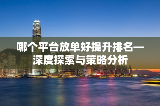 哪个平台放单好提升排名—深度探索与策略分析