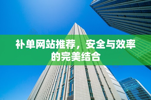 补单网站推荐，安全与效率的完美结合