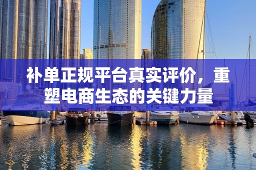 补单正规平台真实评价，重塑电商生态的关键力量