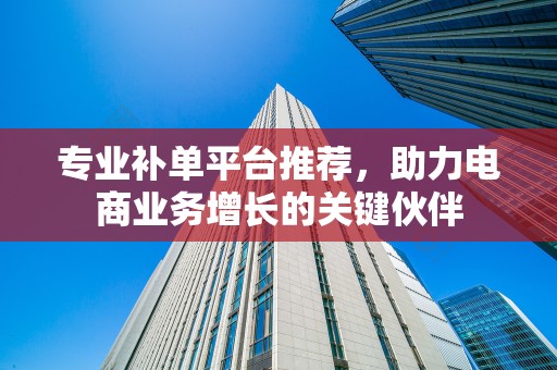专业补单平台推荐，助力电商业务增长的关键伙伴