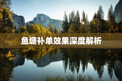 鱼塘补单效果深度解析