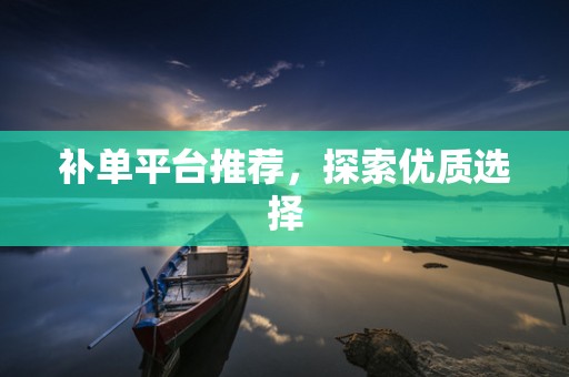 补单平台推荐，探索优质选择