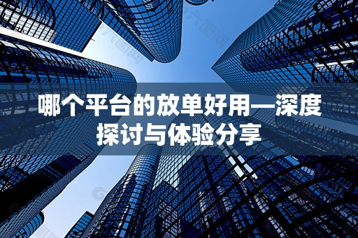 哪个平台的放单好用—深度探讨与体验分享