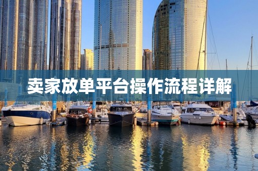 卖家放单平台操作流程详解