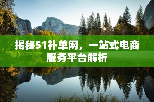 揭秘51补单网，一站式电商服务平台解析