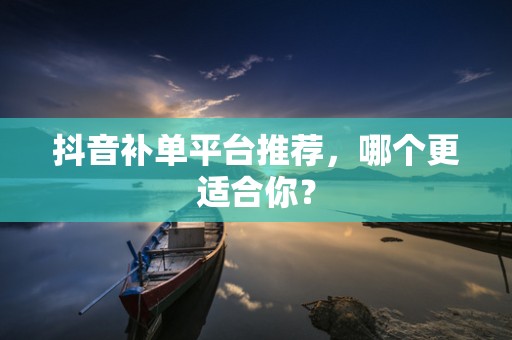抖音补单平台推荐，哪个更适合你？