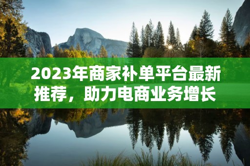 2023年商家补单平台最新推荐，助力电商业务增长