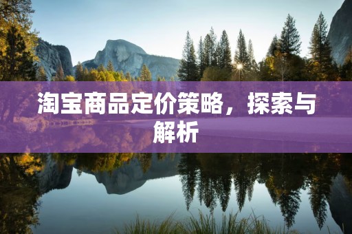 淘宝商品定价策略，探索与解析