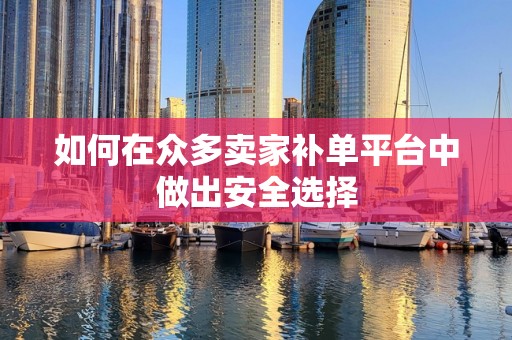 如何在众多卖家补单平台中做出安全选择