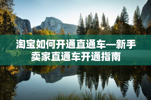 淘宝如何开通直通车—新手卖家直通车开通指南