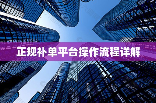 正规补单平台操作流程详解