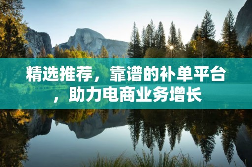 精选推荐，靠谱的补单平台，助力电商业务增长